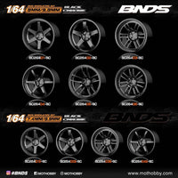 BNDS 1/64 ABS Wheel & Tire Set of 10 (BC) BLACK CHROME