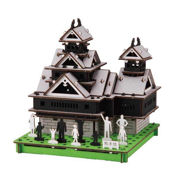 hacomo PUSU PUSU 3D Cardboard Model - Kumamoto Castle with kumamon 熊本城 くまモン
