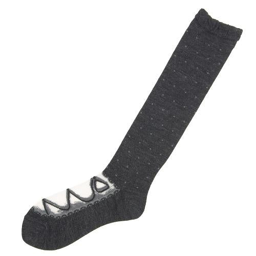 Kashi mixed upper dot high socks - Charcoal grey