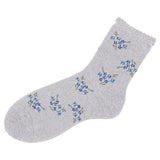 Shiny flower socks - Silver with blue flower