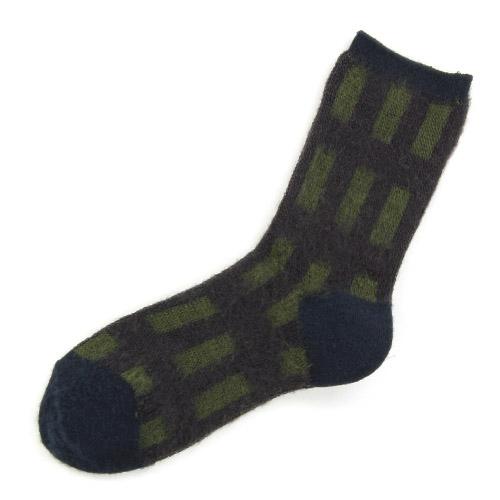 Brushed plaid socks - Navy blue 