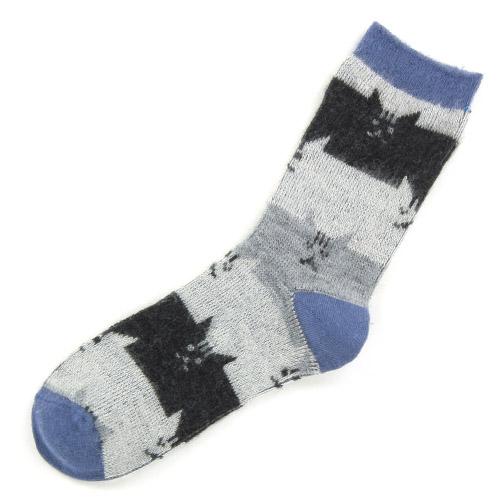 Brushed cat socks - Navy blue 
