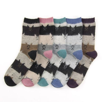 Brushed cat socks - Navy blue