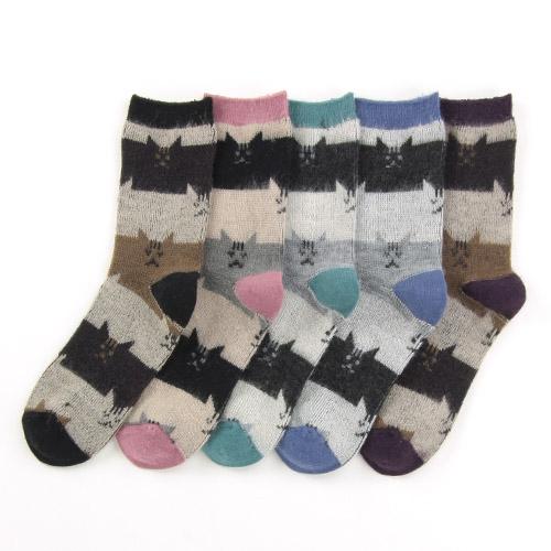 Brushed cat socks - Pink