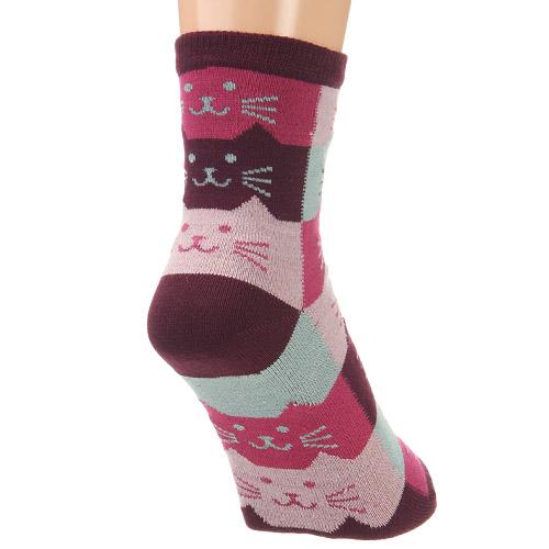 Cat's head pattern socks - Wine