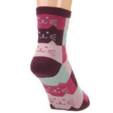 Cat's head pattern socks - Wine