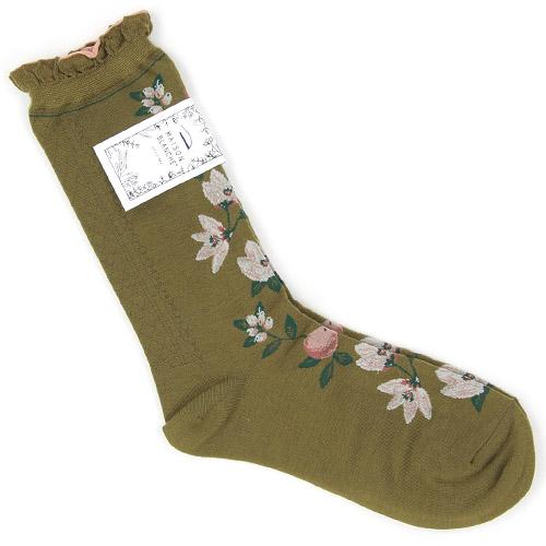 Maison Blanche Apricot socks - Moss green
