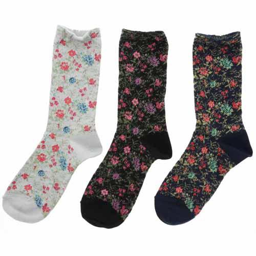Flower pattern socks - Grey