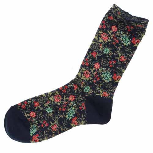 Flower pattern socks - Navy blue 