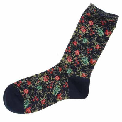 Flower pattern socks - Navy blue 