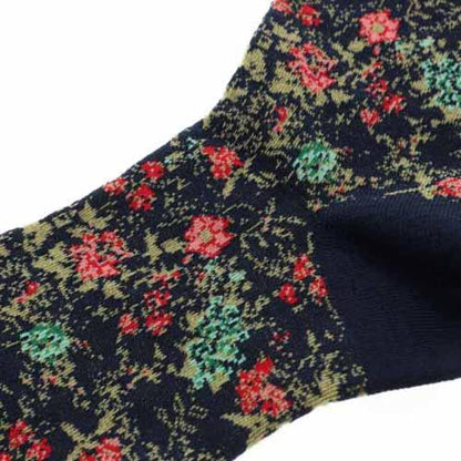 Flower pattern socks - Navy blue 