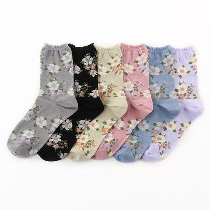 Flower pattern socks - Blue