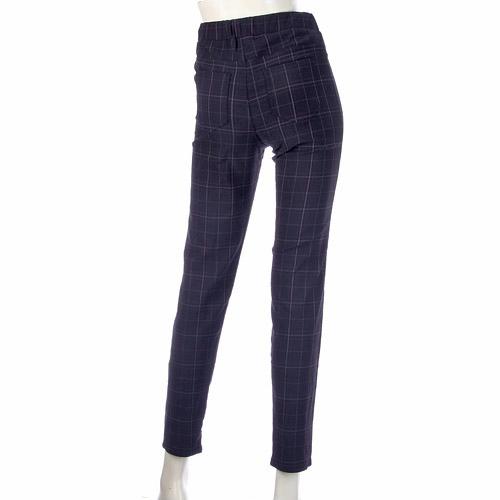 GUNZE check pattern brushed leggings - Navy blue M