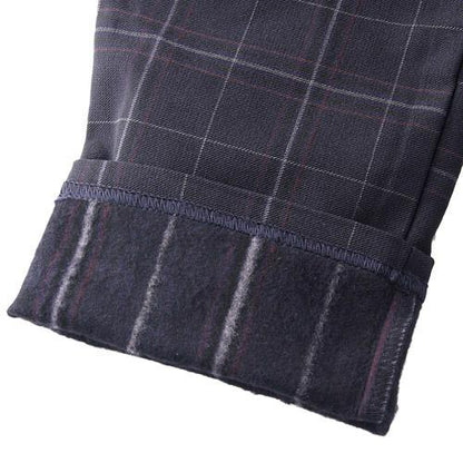 GUNZE check pattern brushed leggings - Navy blue L