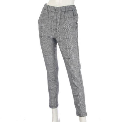 GUNZE Glen check pattern brushed leggings - Black L