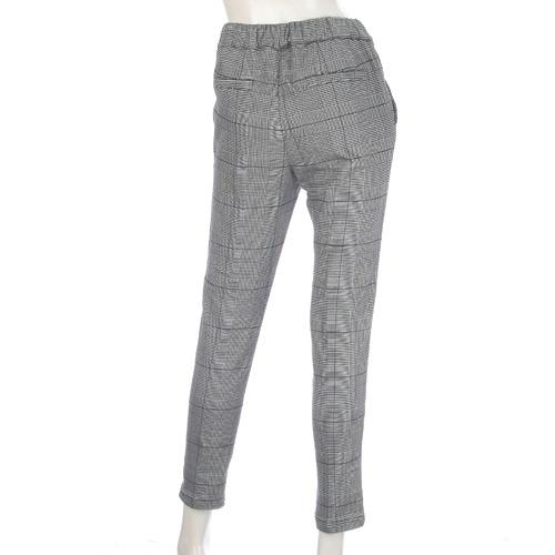 GUNZE Glen check pattern brushed leggings - Black M