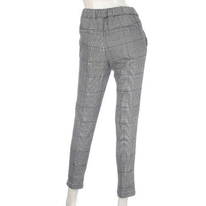 GUNZE Glen check pattern brushed leggings - Black M