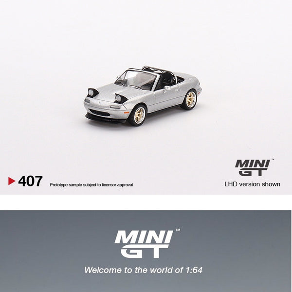 MINI GT 1/64 Mazda Miata MX-5 (NA) Tuned Version Silver Stone Metallic Silver LHD MGT00407-L