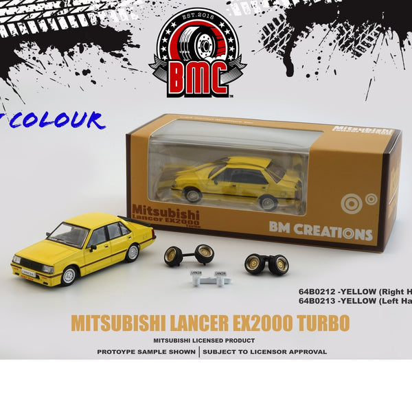 BM CREATIONS JUNIOR 1/64 Mitsubishi Lancer EX2000 Turbo Yellow LHD 64B0213