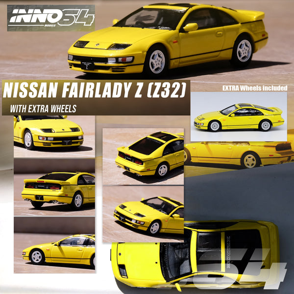 INNO64 1/64 NISSAN FAIRLADY Z (Z32) Yellow Pearlglow With Extra Wheels IN64-300ZX-YLPG