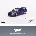 MINI GT 1/64 Nissan Skyline GT-R (R34) V-Spec II MINI GT Digital Camouflage Purple RHD MGT00446-R