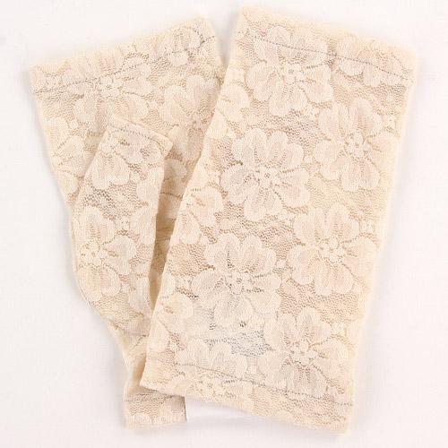Fingerless lace glove Short length - Beige 