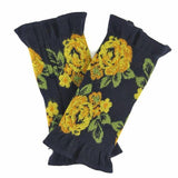 French made hand warmer big rose pattern - Navy x yellow