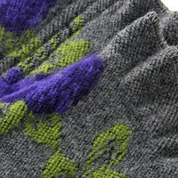 French made hand warmer big rose pattern - Grey x purple 