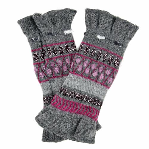 French handwarmer border dot - Gray pink