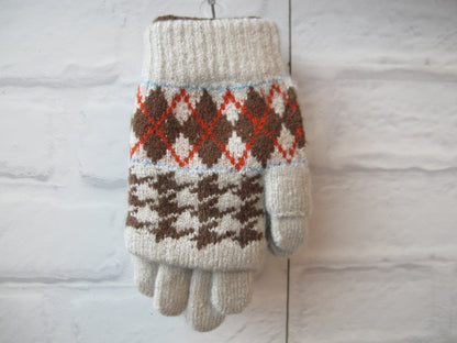 Thousand birds pattern glove - Beige 