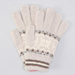 Out finger snow pattern knit gloves - Beige 