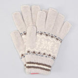 Out finger snow pattern knit gloves - Beige 