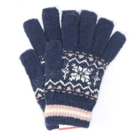 Out finger snow pattern knit gloves - Navy blue 