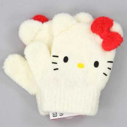 Toddler gloves Kitty mittens - White
