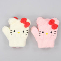 Toddler gloves Kitty mittens - White