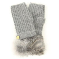ELLE fur fingerless knit gloves - Grey
