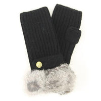 ELLE fur fingerless knit gloves - Black