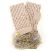 ELLE fur fingerless knit gloves - Beige