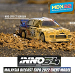 INNO64 1/64 MITSUBISHIN LANCER EVO III #5 Rally of Malaysia 1996 W/ Mud efect Malaysia Diecast Expo 2022 Event Model IN64-EVO3-MR96ME