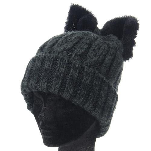 Cat ear-style ribbon hat - Black