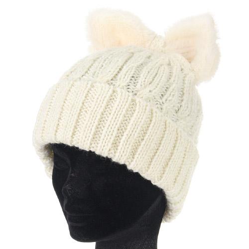 Cat ear-style ribbon hat - White