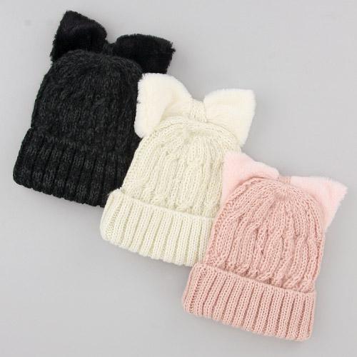 Cat ear-style ribbon hat - Black
