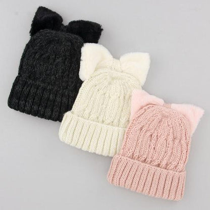 Cat ear-style ribbon hat - Black