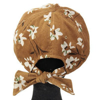 Corduroy Flower Pattern Cap - Camel