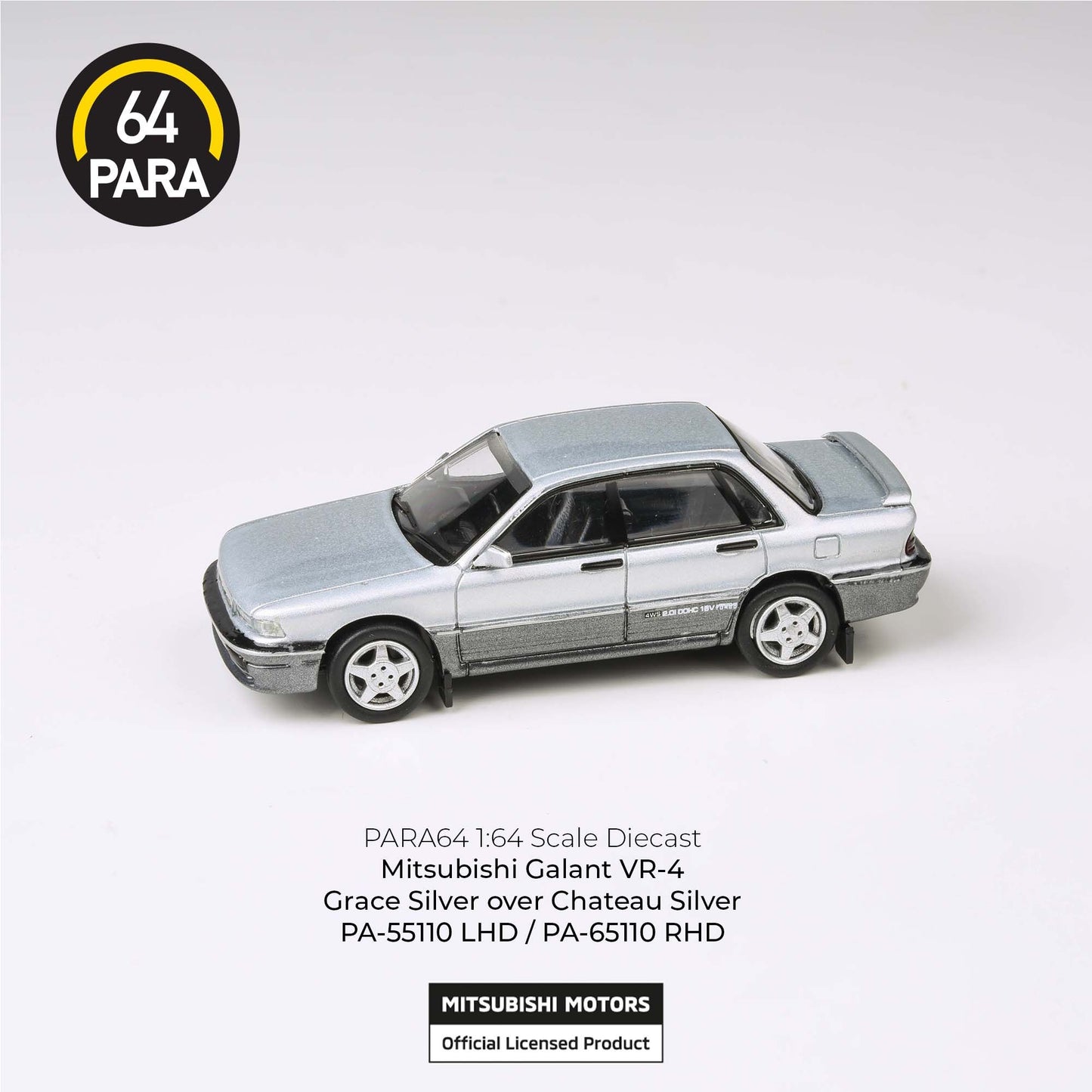 PARA64 1/64 1998 Mitsubishi Galant VR-4 Grace Silver over Chateau Silver LHD PA-55110