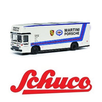 PREORDER Schuco 1/64 Mercedes-Benz Racecar transporter Porsche Martini Racing white 452038000 (Approx. Release Date : NOV 2023 subject to manufacturer's final decision)