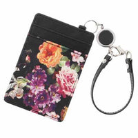 Flower pattern card case - Black