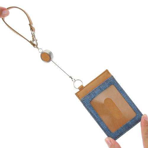 Denim style fabric reel pass case