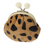 Leather pom pom pouch - Leopard