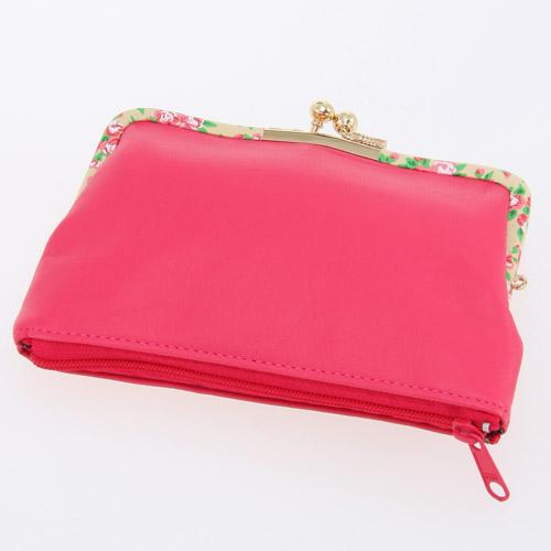 Small rose pattern wallet - Pink x Beige